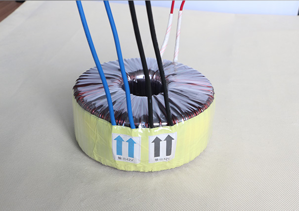 Copper winding detail of a toroidal transformer